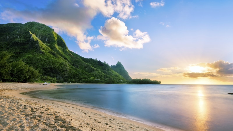 cloud, kauai, sea, ocean, hanalei, beach, 5K, shore, sky, coast, united states, hawaii, bay, kauai island, promontory