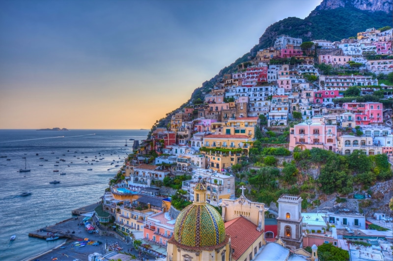 Positano, Campaign, Campania, coast, landscape, Gulf of Salerno, Italy, building, Amalfi Coast, Bay, 1080P, sea