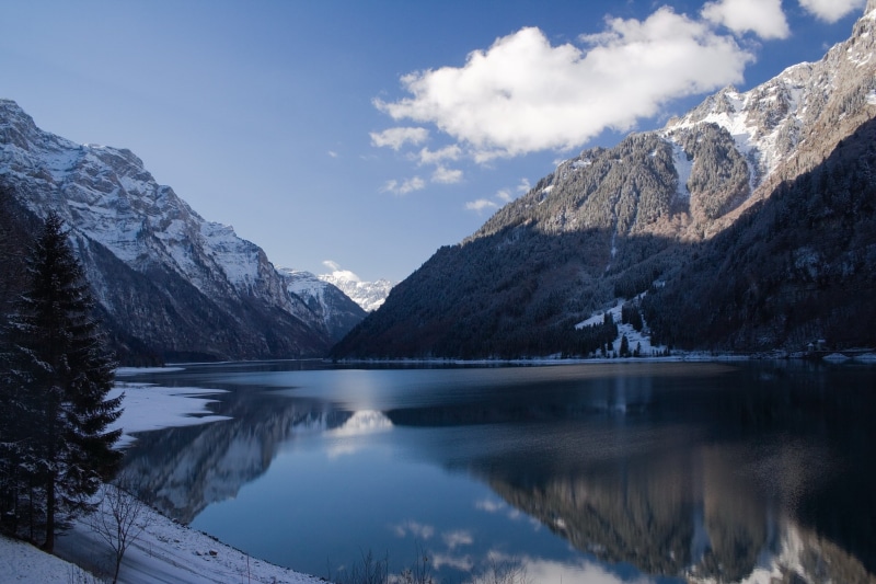 beauty in nature, waterfront, cold temperature, cloud - sky, lake, outdoors, snowcapped mountain, winter, mountain, environment, nature, no people, 1080P
