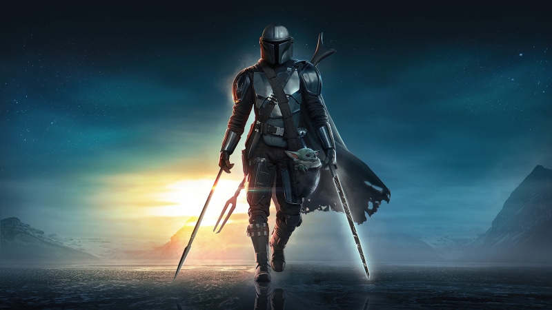 4K, The Mandalorian (Character), The Mandalorian, Mizuri AU, Saber Sword, Star Wars, Baby Yoda