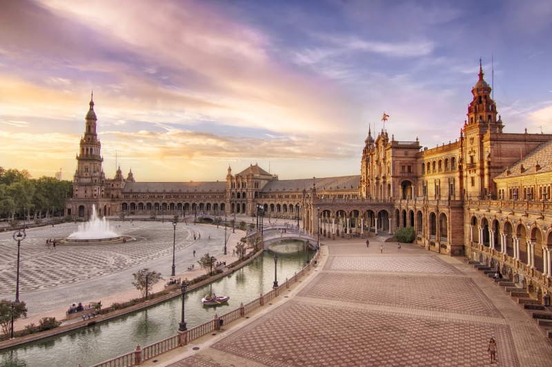 europe, photo, architecture, Monumento, Cathedral, water, beige, famous Place, Sevilla, near, Plaza de España, BIC, RI-51, 2K