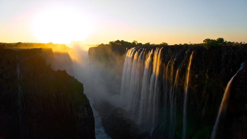 Victoria Falls, falls, Sunset  Victoria, river, aerial photo, nature, Waterfalls, photo, landscape, famous Place, waterfall, Zambia, aerial, falling, 4K