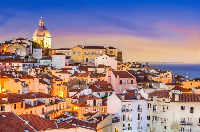 cathedral, famous Place, ngc, church, town, Sunset, cityscape, Lisbon, architecture, brown, concrete, 2K, europe, roof, white, urban Scene, city, buildings