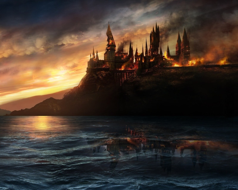 history, sky, cloud - sky, water, fire, Hogwarts, place of worship, sailboat, religion, castle, travel destinations, nature, sunset, body, Harry Potter