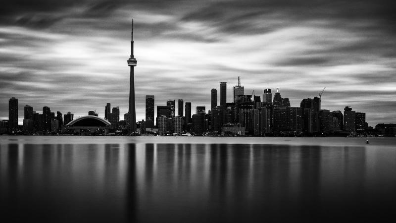 rogers centre, contrast, silhouette, photo, Toronto, 720P, mono, space, sunset, black, cn tower, Ontario, bw, urban Skyline, skyscraper, needle, skyline