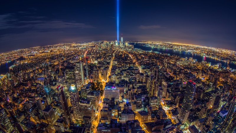 buildings, hdr, night, fisheye, city, aerial, one world trade center, skyscraper, icon, architecture, scene, canon 5d mark iii, new york  new york, photography