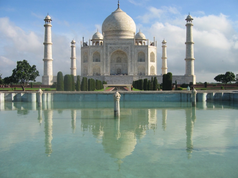mahal, 1080P, sky, religion, travel destinations, spirituality, built structure, waterfront, mausoleum, famous Place, lake, india, temple, dome, minaret