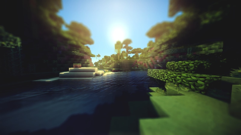 blue, built structure, selective focus, sunrise - Dawn, application, day, building exterior, reflection, no people, architecture, sky, Minecraft, game