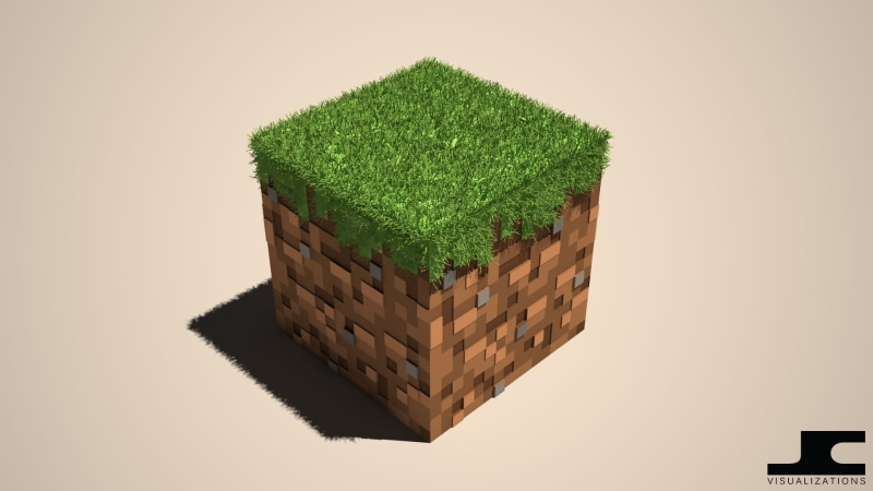 studio shot, Minecraft, grass, copy space, container, wall - building feature, video games, indoors, creativity, green color, growth, white background