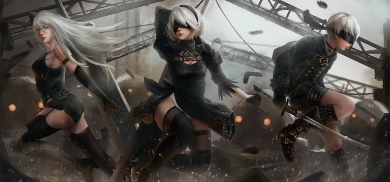 Nier: Automata, anime, video games, Video Game Art, anime girls, 5K