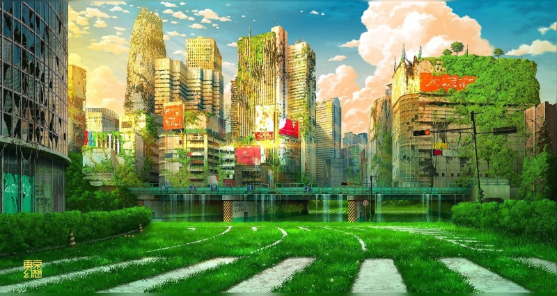Japan, crosswalk, 1080P, the sky in the clouds, bridge, post Apocalypse, Tokyo, romance of the Apocalypse, desolation, greens, deserted city, destroyed