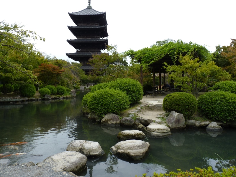 belief, pagoda, clear sky, no people, growth, outdoors, green area, topiaries, japanese Garden, lake, place of worship, temple, japan, green color, japanese
