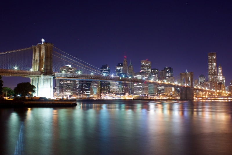 Brooklyn Bridge, empire, Night view, bridge, New York, 4K, clear, Night, manhattan - New York City, downtown District, built Structure, near, illuminated
