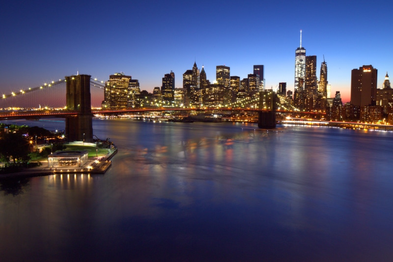 city, view, reflections, uSA, blu, BlueHour, urban Skyline, night, ク, eye, famous Place, ponte, bridge, azul, NYC, s, river, Downtown Manhattan, skyscraper