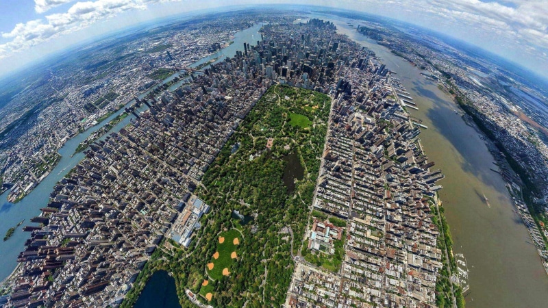 land, town, scenics, sky, airplane, no people, building Exterior, famous Place, fish-eye lens, street, residential District, downtown District, cityscape