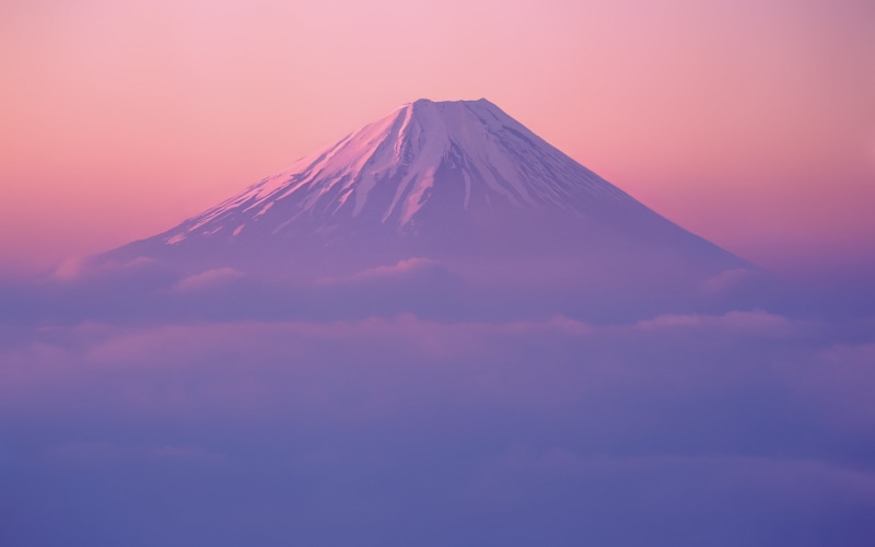 power in nature, no people, volcano, sunset, beauty in nature, travel destinations, fuji, Japan, mountain, fog, tranquil scene, 2K, sky, mist, outdoors