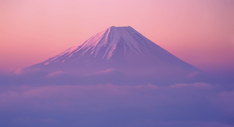 travel destinations, beauty in nature, no people, idyllic, mountain peak, Mount Fuji, volcanic crater, sky, mountain, mountains, cloud - sky, tranquil scene