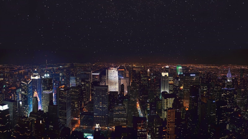 star - space, illuminated, buildings, space, New York City, building exterior, night, sky, architecture, building, city life, USA, gray, nature, modern