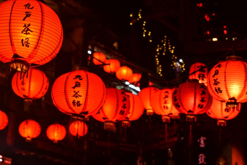 illuminated, outdoors, fruit, night, festival, red, jiufen old street, chinese, lighting equipment, chinese lantern festival, grapefruit, orange, event