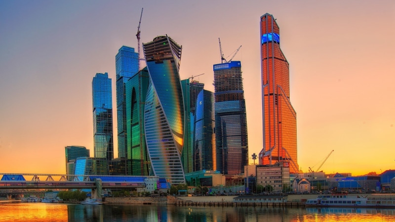 office, cranes (machine), no people, nature, Moscow, skyscraper, Russia, building, construction site, sunset, built structure, buildings, river, reflection