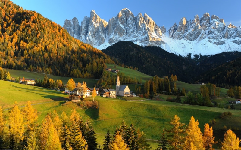 Hills, Autumn, Switzerland, Mountains, House, Alps, 2K