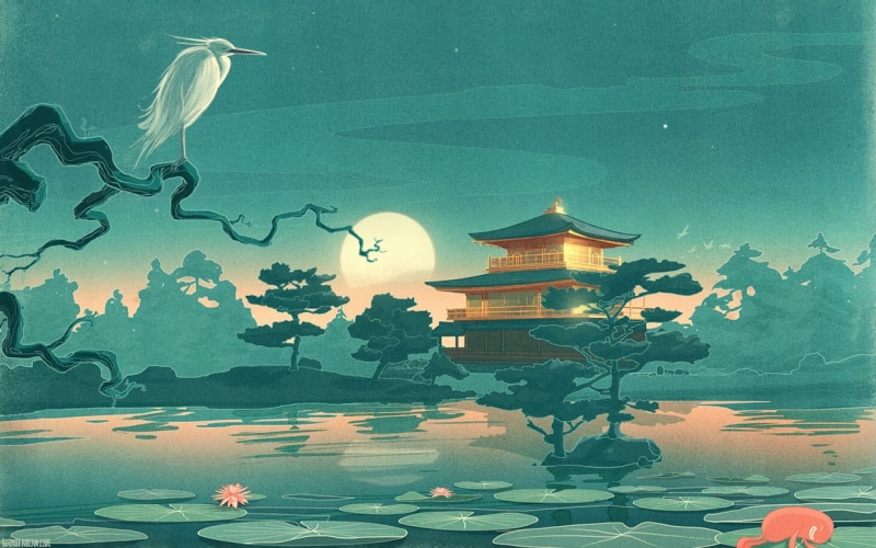 built structure, history, outdoors, representation, building, green, stars, plant, bird, night, computer Graphic, animal themes, famous Place, architecture