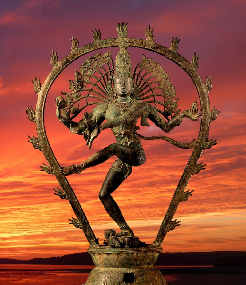 god, tamil nadu, no people, goddess, statue, deity, orange color, sunset, representation, art and craft, water, figurine, dance, creativity, dragon, 1080P