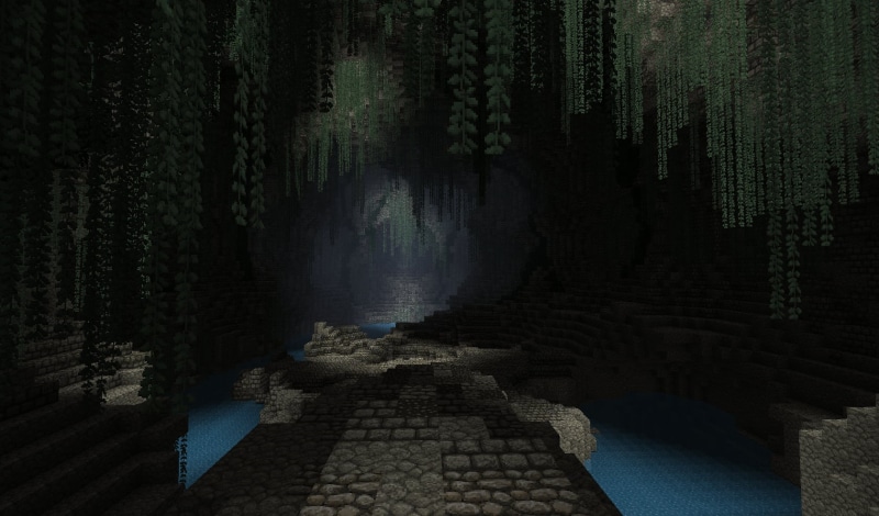 cave, tranquility, screen shot, forest, gameplay, water, Minecraft, the way forward, plant, travel destinations, architecture, outdoors, no people, built structure
