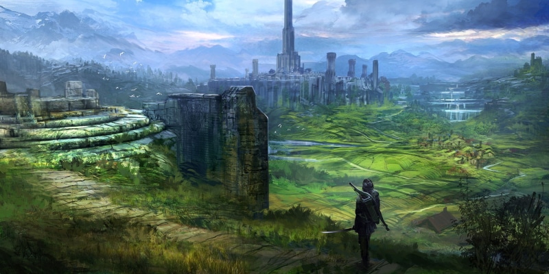 outdoors, Valley, mountain, pollution, artwork, bows, environment, built structure, office building exterior, 1080P, building exterior, Imperial City