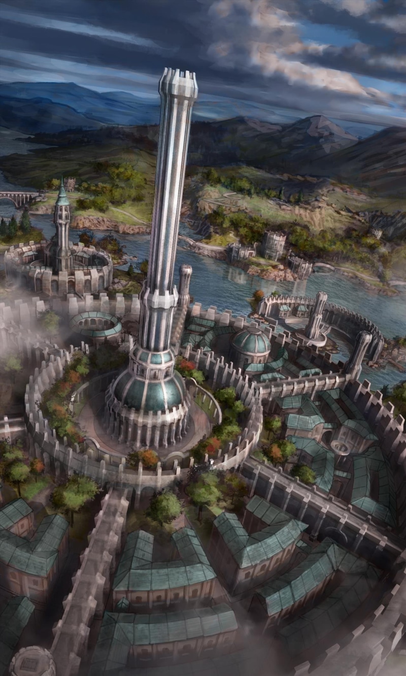 painting, artwork, mountains, city, house, portrait display, digital art, fantasy art, architecture, 1080P, clouds, The Elder Scrolls IV: Oblivion, Imperial City