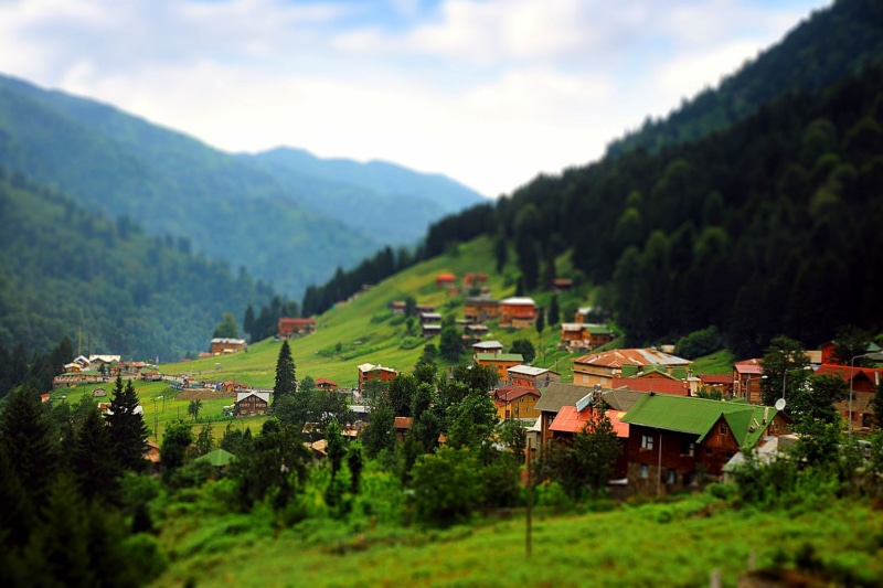tilt shift, valley, beauty In Nature, untitled, european Alps, built structure, mountain, scenics - nature, environment, village, outdoors, tree, hill