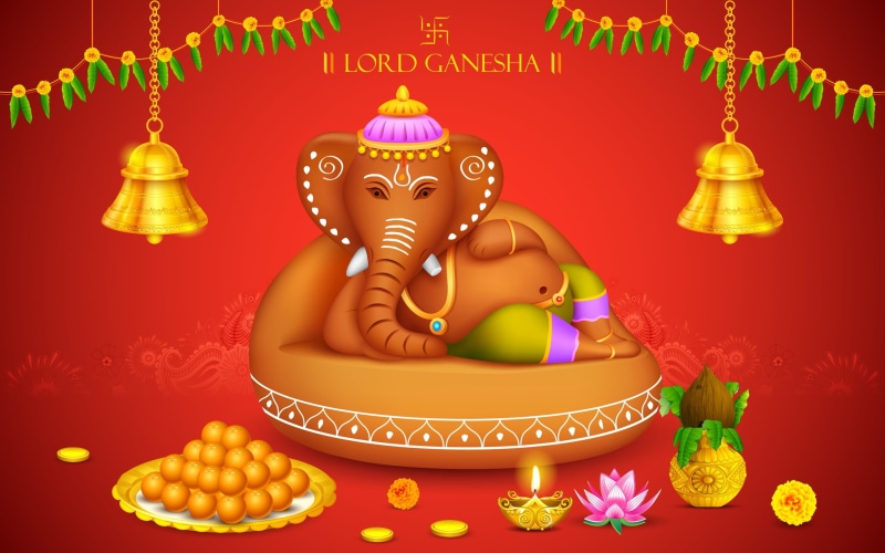 festival, belief, 2K, holiday, electric lamp, sweet, decoration, event, nature, sweet food, lighting equipment, ganesh, spirituality, ganesha, multi colored