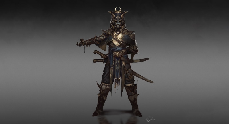 Swords, Soldier, 4K, Ottoman Janissary, Art, Mask, Fantasy, Characters, Sword, Minimalism, Ottoman, Armor, Gianluca Rolli, Warrior