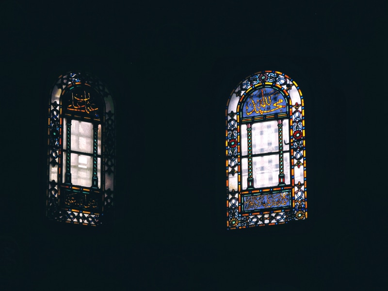 glass, glass - material, arch, calligraphy, dark, art and craft, ornate, spirituality, turkey, empire, belief, islam, color, religion, no people, istanbul