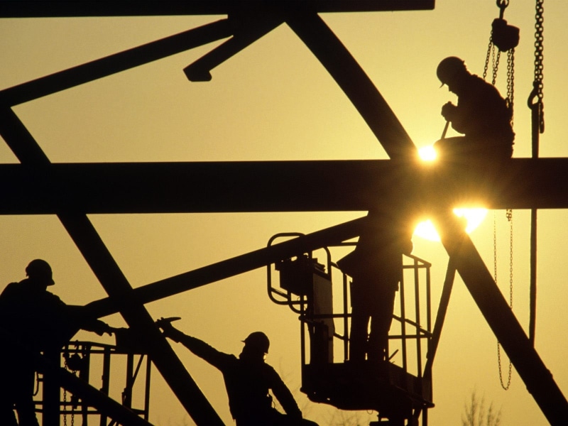 standing, workers, sun, group of people, real people, sky, lens flare, leisure activity, men, construction, industry, 720P, people, silhouette, railing