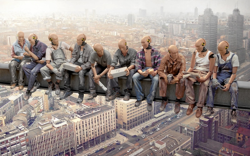 adult, office building exterior, business, construction, card, men, digital, mannequins, architecture, outdoors, people, group Of People, food, building