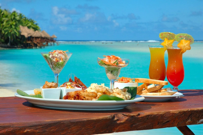 dine, lunch, lagoon, paradise, dinner, cocktails, tropical, beach, aitutaki, island, islands, food, cook, ocean, 4K, blue, view