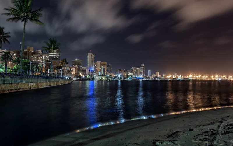 cityscape, durban, 1080P, beach, hd, night, skyscrapers, buildings, lights