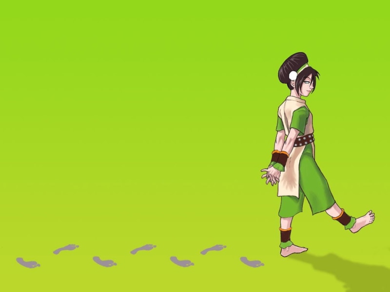 full length, adult, portrait, green background, Barefoot, standing, colored background, toph, Belt, Avatar: The Last Airbender, creativity, copy space