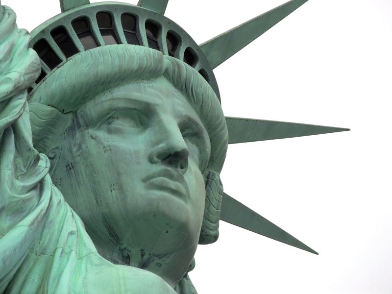 travel destinations, york, patriotism, human representation, no people, outdoors, skyline, representation, 4K, scenic, liberty, ny, copper, clear sky