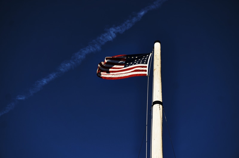 day, government, vapor trail, outdoors, red, Patriotic, Usa, American, patriotism, pole, striped, banner, us, sky, 4th, white, nature, waving, july, independence