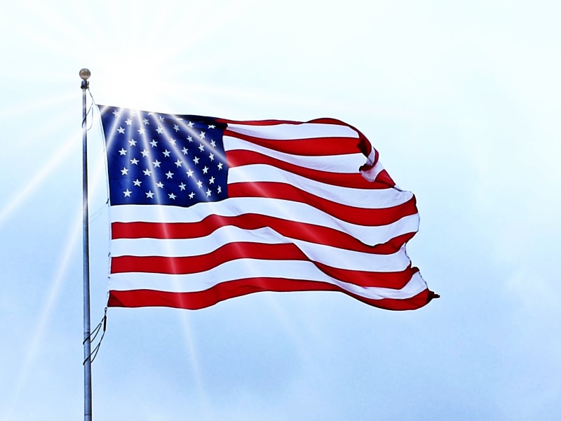 usa flag, wind, patriotic, low angle view, insignia, picture, hanged, holiday, symbolism, icon, freedom, white, patriot, independence, waving, image, sky