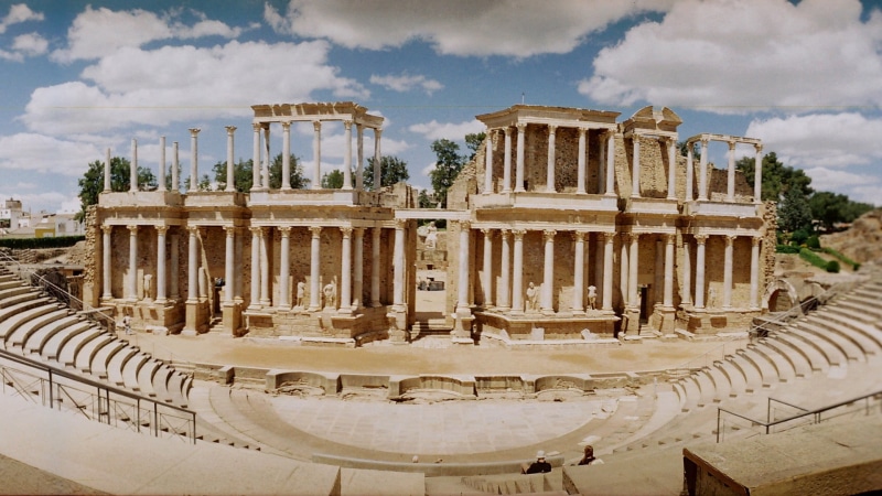 tourist attraction, building exterior, unesco world heritage site, cloud - sky, roman theatre, historic site, built structure, travel, arts culture and entertainment