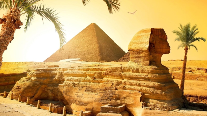 tourist attraction, sand, art and craft, built structure, giza, architecture, plant, sky, ancient history, landscape, archaeology, travel, ruins, tourism