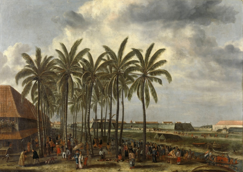 tree, dutch batavia, Batavia, plant, growth, public domain, tropical climate, outdoors, no people, painting, nature, day, architecture, visual Art, trees