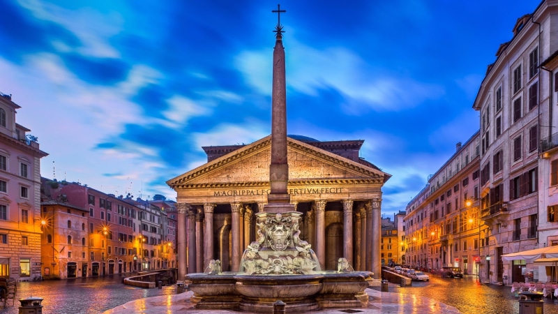 nature, building exterior, evening, water, pantheon, art and craft, italy, europe, sky, travel destinations, church, cloud - sky, no people, ancient rome