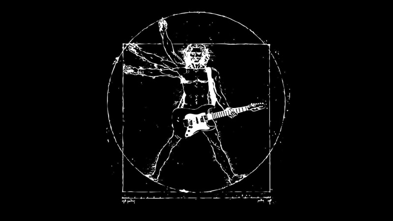 Vitruvian Man, 1080P, Rock Music, music, Leonardo Da Vinci, black, rock, Electric Guitar, Guitar