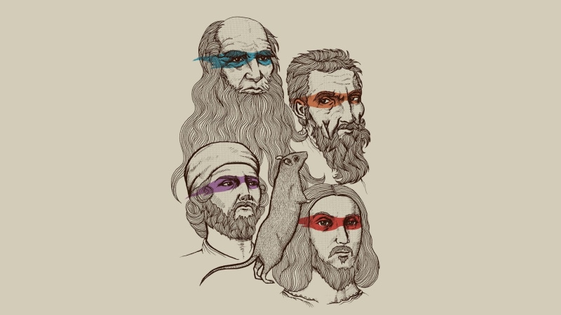 Teenage Mutant Ninja Turtles, craft, copy space, creativity, 1080P, Michelangelo, men, indoors, art and craft, cut out, sadness, drawing - art product
