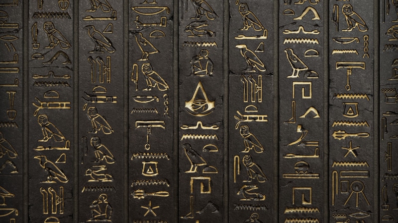 architecture, filed, black, digital art, Assassins Creed: Origins, number, hardbound, wall, indoors, 1080P, close-up, hieroglyphs, full frame, publication