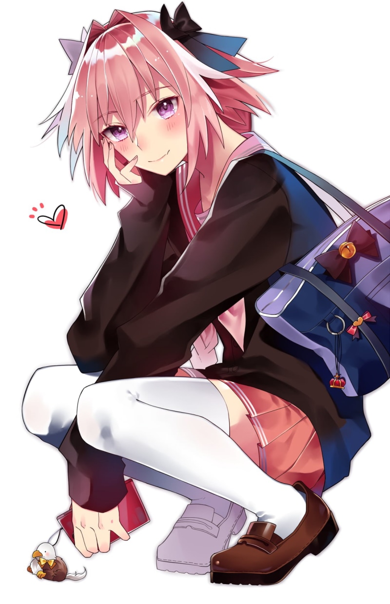 character, haired, Astolfo (Fate/Apocrypha), Fate Series, young women, one person, lifestyles, anime boys, beauty, anime, portrait, school uniform, beautiful woman